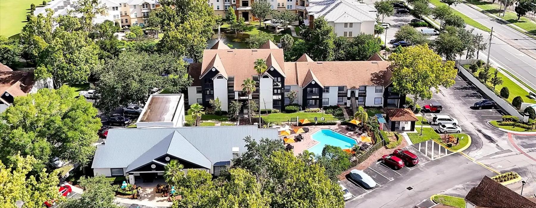 aerial view of a neighborhood
