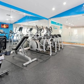 a gym with exercise equipment